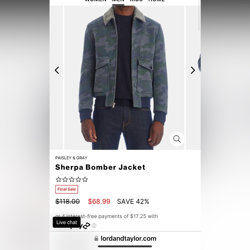 Sherpa Bomber Jacket. NWT